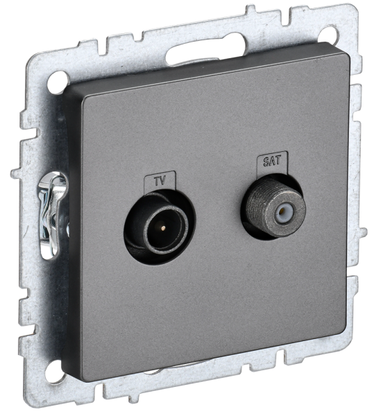 BRITE Розетка двойная TV+SAT РТВ/РСп12-БрС сталь IEK