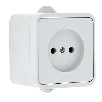 Прага Розетка 1-местная 10А без заземления IP44 белая EKF