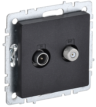 BRITE Розетка двойная TV+SAT РТВ/РСп12-БрЧ черный IEK