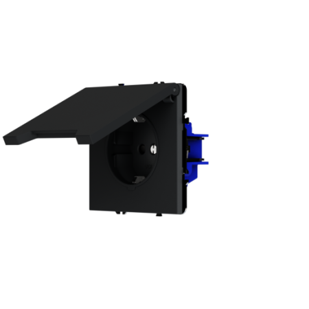 Розетка встраиваемая Voltum S70 с заземлением, защитными шторками и крышкой 16А, (графит)