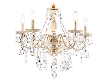 Подвесная люстра с хрусталем TR4944/5 WH/GD/CL белый/золото/прозрачный E14/5 max 40W D605*565 Ambrella Light