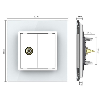 Розетка видео RCA "тюльпан" Белая Livolo