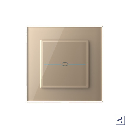 Сенсорный проходной выключатель Quadro 1 клавиша 1 пост Золотой Livolo