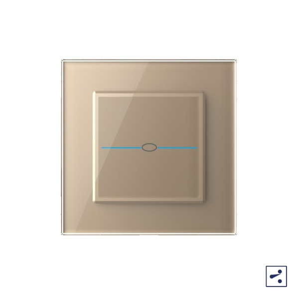 Сенсорный проходной выключатель Quadro 1 клавиша 1 пост Золотой Livolo