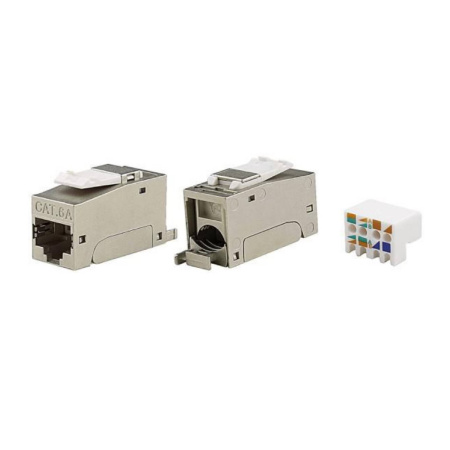 Модуль Keystone RJ45 CAT6A экранированный, 90 градусов, серебристый(форм-фактор S10) DKC