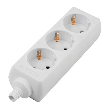 Розеточная колодка GSB-16-3-G-IP20, 16А, 3 места, с заземлением, без выключателя, IP20 General