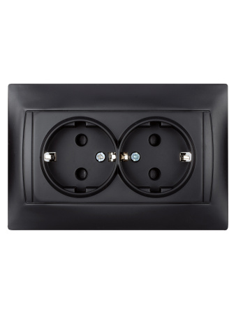 Розетка двойная 2П+З 16А 250В с защ. шт. графит "Лама" TDM