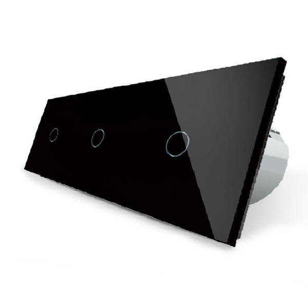 Сенсорный выключатель 3 клавиши (1-1-1), 3 поста Черный Livolo