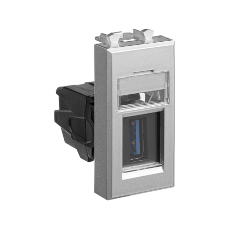 USB 3.0 розетка модульная, тип А-А, "Avanti", "Закаленная сталь", 1модуль DKC