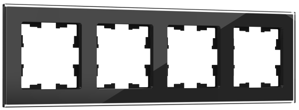 BRITE Рамка 4-мест. РУ-4-2-БрЧ стекло черн. IEK