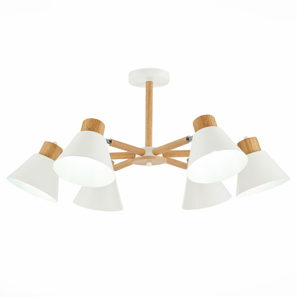 Люстра потолочная Светлое дерево, Белый/Белый E27 6*60Вт SLE103702-06 EVOLUCE