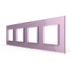 Рамка для розетки 4 поста, цвет розовый, стекло Livolo