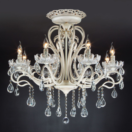 Люстра с хрусталем 8*E14 40Вт белый с золотом IP20 Etna (12205/8 белый) Eurosvet