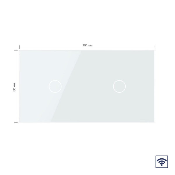 Сенсорный радиоуправляемый выключатель 2 клавиши (1-1), 2 поста Белый Livolo