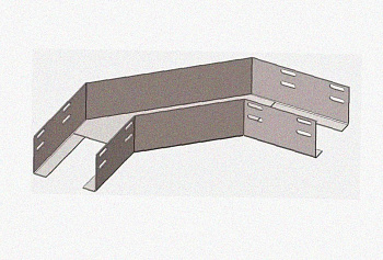 Лоток угловой перфорированный КГ 300х65-90 УХЛ1 поворот на 90, оцинкованный лист S1,0