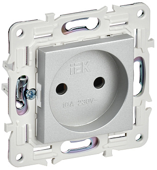 SKANDY Розетка без заземления без защитных шторок 10А SK-R02S серебряный IEK