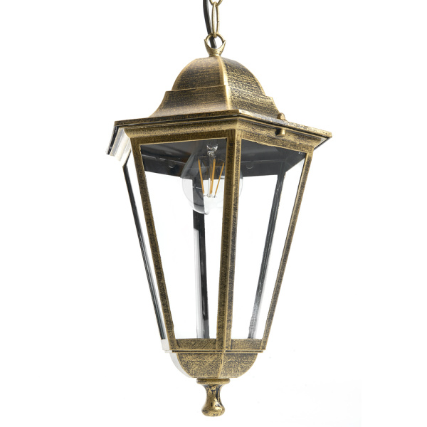 Светильник садово-парковый Feron 6205/PL6205 шестигранный на цепочке 100W E27 230V, черное золото