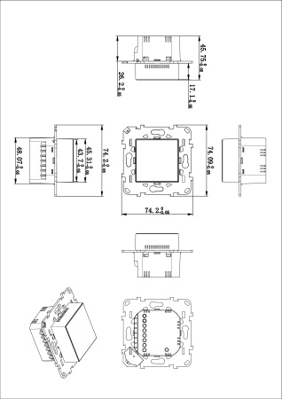 Donel Термостат с датчиком пола, программируемый, 16 A, 45*45 мм., черное стекло, серия DTEF