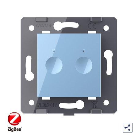 Двухклавишный проходной сенсорный выключатель ZigBee Module, цвет синий (механизм) Livolo