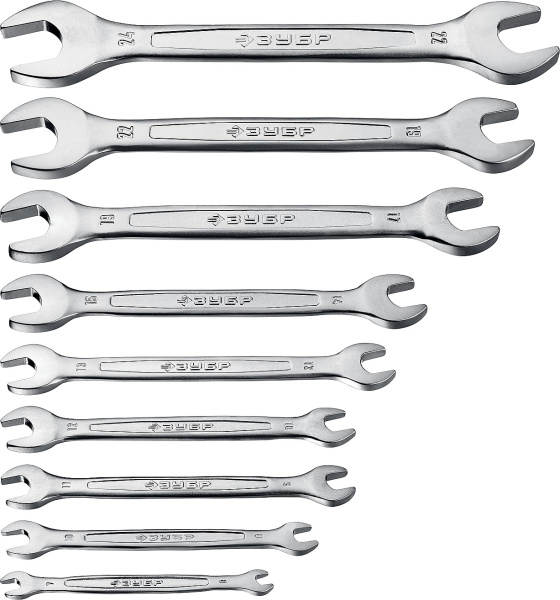 Набор рожковых гаечных ключей 8 шт, 6 - 24 мм, ЗУБР