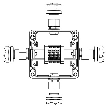 Взрывозащ. клемм. коробка из алюминия TBE-A-12-(6xCBC.2)-1xKAEPM2MHK-20(A)(B)(C)(D)1Ex e IIC Т5 Gb / Ex tb IIIC T95°C Db IP66 DKC