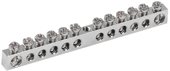 Шина PEN "земля-ноль" 6х9мм 12/1 с никелевым покрытием (12групп/крепеж по центру) IEK