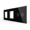 Панель для двух розеток и сенсорного выключателя, 2 клавиши, цвет черный, стекло Livolo