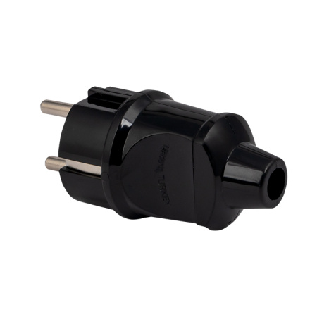 Вилка прямая усиленная с заземлением черная 16А 250В Proxima EKF