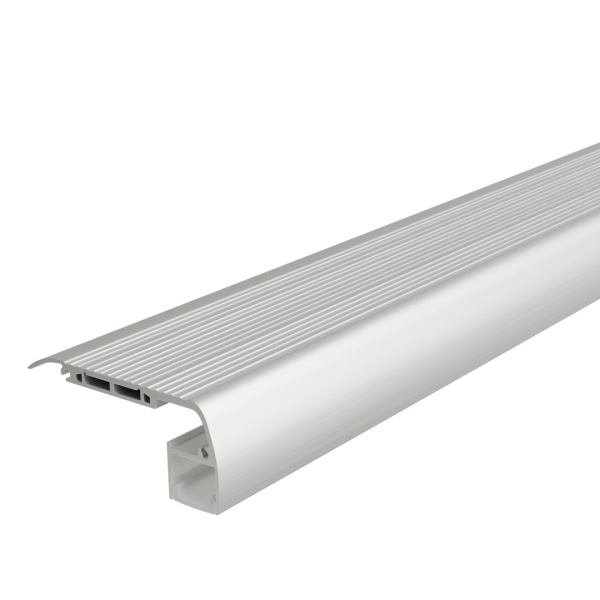 08-65 Профиль алюминиевый для подсветки ступеней под светодиодную ленту, анодированный, 64х27,5мм, 2м, ширина ленты до 12мм, индивидуальная упаковка (