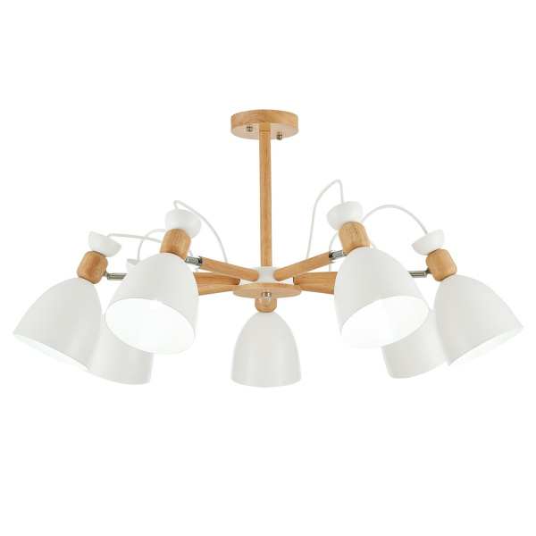 Люстра потолочная Светлое дерево, Белый/Белый E27 7*60Вт SLE103802-07 EVOLUCE