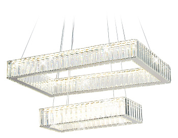 Подвесная светодиодная люстра с хрусталем TR5005/2 CH/CL хром/прозрачный 90W 3000K/4200K/6400K 600*400*950 (Без ПДУ) Ambrella Light