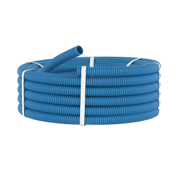 Труба ПП гибкая гофр. д.40мм, тяжёлая без протяжки, 20м, цвет синий DKC