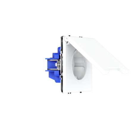 Розетка встраиваемая Voltum S70 с заземлением, защитными шторками и крышкой 16А, (белый матовый)