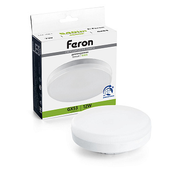 Лампа cветодиодная диммируемая, (12W) 230V GX53 4000K, LB-456 Feron