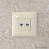 Компьютерная розетка RJ-45 без шторки в стену, кат.6 двойная, "Avanti", "Ванильная дымка" DKC