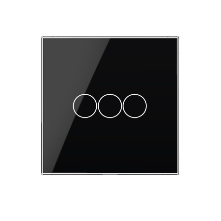 Трехклавишный сенсорный выключатель EU стандарт, 1 пост, цвет черный Livolo