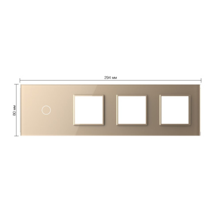 Панель для сенсорного выключателя и 3-х розеток, 1 клавиша, цвет золотой, стекло Livolo