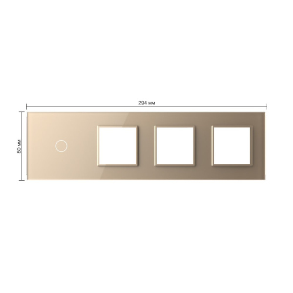 Панель для сенсорного выключателя и 3-х розеток, 1 клавиша, цвет золотой, стекло Livolo