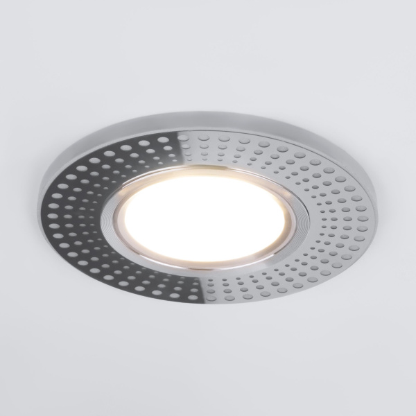 Встраиваемый точечный светильник со св/д подсветкой 1*G5.3 4200К хром IP20 (a045437) Elektrostandard