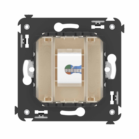 Телефонная розетка RJ-12 без шторки в стену одинарная, "Avanti", "Ванильная дымка" DKC