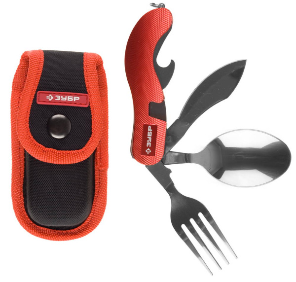 Набор "ТУРИСТ" походный, с вилкой и ложкой, "4 в 1" ЗУБР