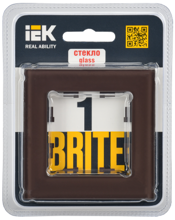 BRITE Рамка 1-мест. РУ-1-2-БрТБ стекло бр. IEK