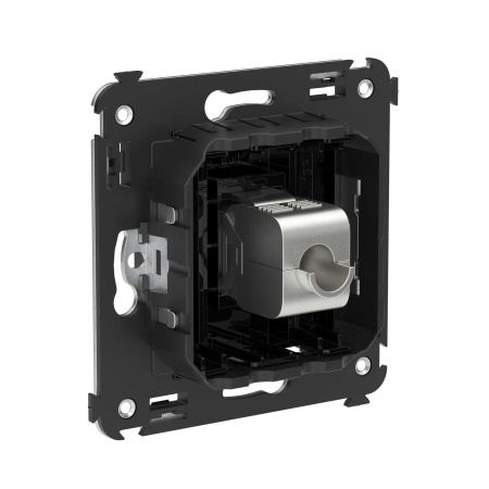 Компьютерная розетка RJ-45 без шторки в стену, кат.5e одинарная экранированная, "Avanti", "Черный квадрат" DKC