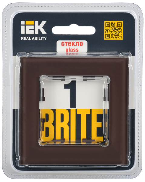 BRITE Рамка 1-мест. РУ-1-2-БрТБ стекло бр. IEK
