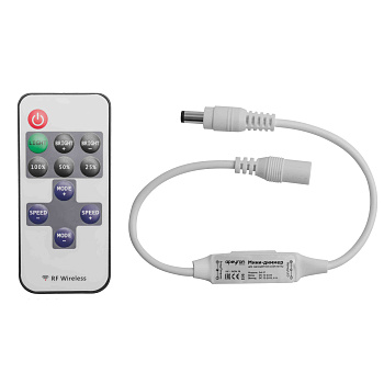 04-10 Мини-диммер 12/24В, 72/144 Вт,RF, пульт кнопочный (без батареек) , для монохромной ленты, 40х12х5мм Apeyron