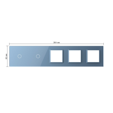 Панель для 2-х сенсорных выключателей и 3-х розеток, 2 клавиши (1+1), цвет синий, стекло Livolo