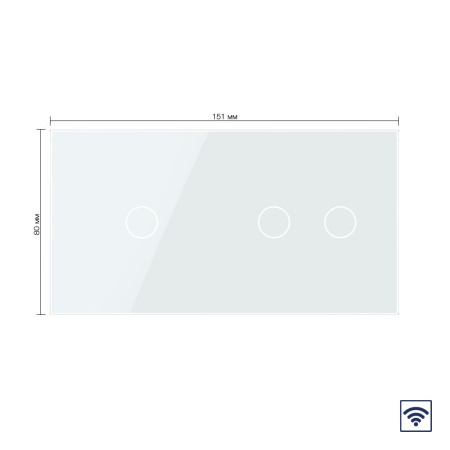 Сенсорный радиоуправляемый выключатель 3 клавиши (1-2), 2 поста Белый Livolo