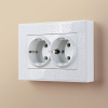 Встраиваемые механизмы Розетка СУ 2 мест. с з/з 16А Белый IP20 Werkel