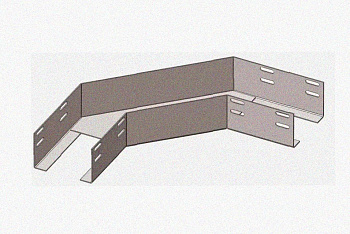 Лоток угловой замковый перфорированный КГЗ 500х100-135 УХЛ1 поворот на 135, оцинкованный лист, S1,5