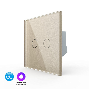 Двухклавишный умный сенсорный выключатель EC, 1 пост, цвет шампань Livolo